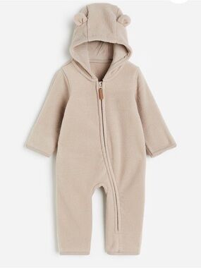 H&M Baby Hooded Fleece Jumpsuit (0-1 Month)